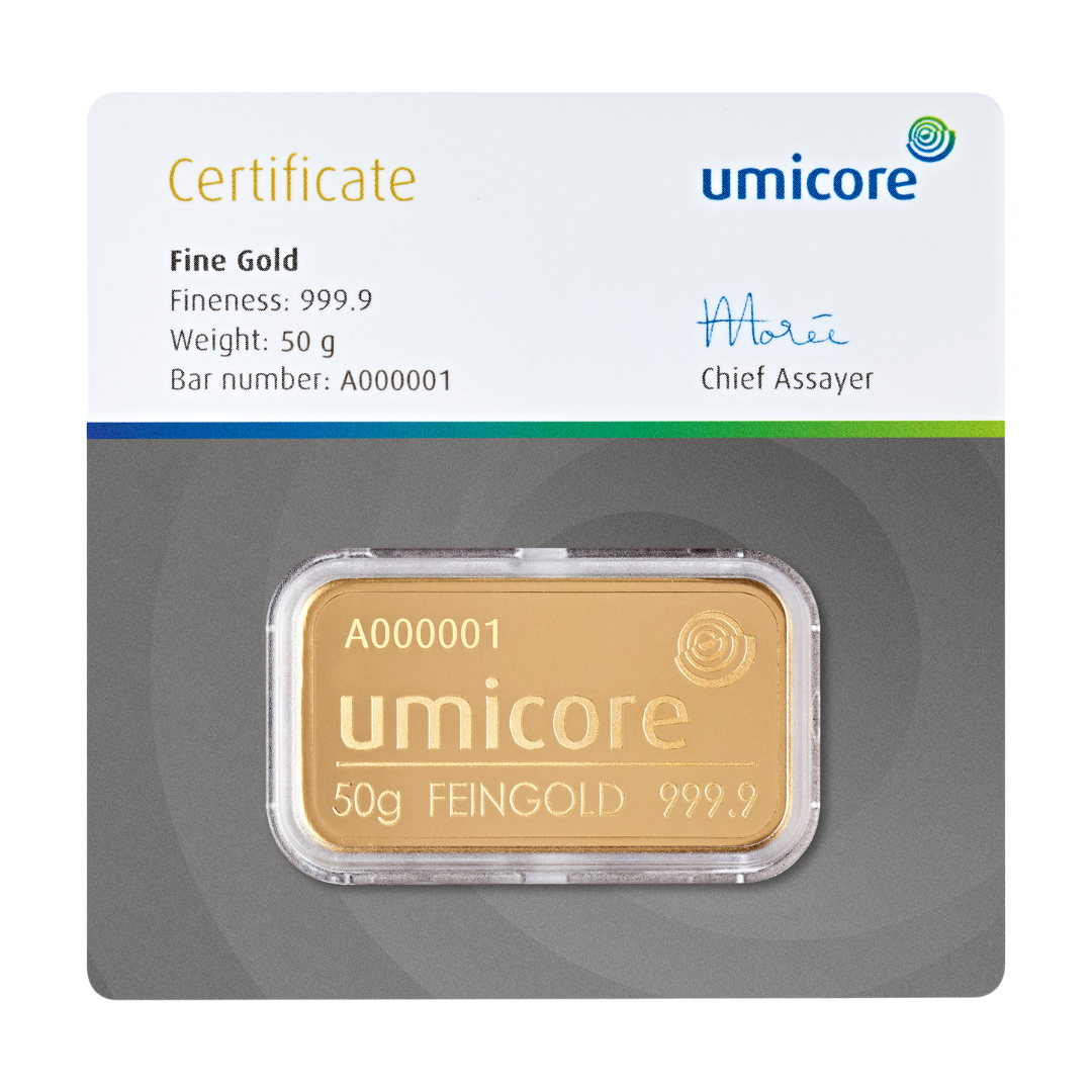 Umicore 50g Gold Bar