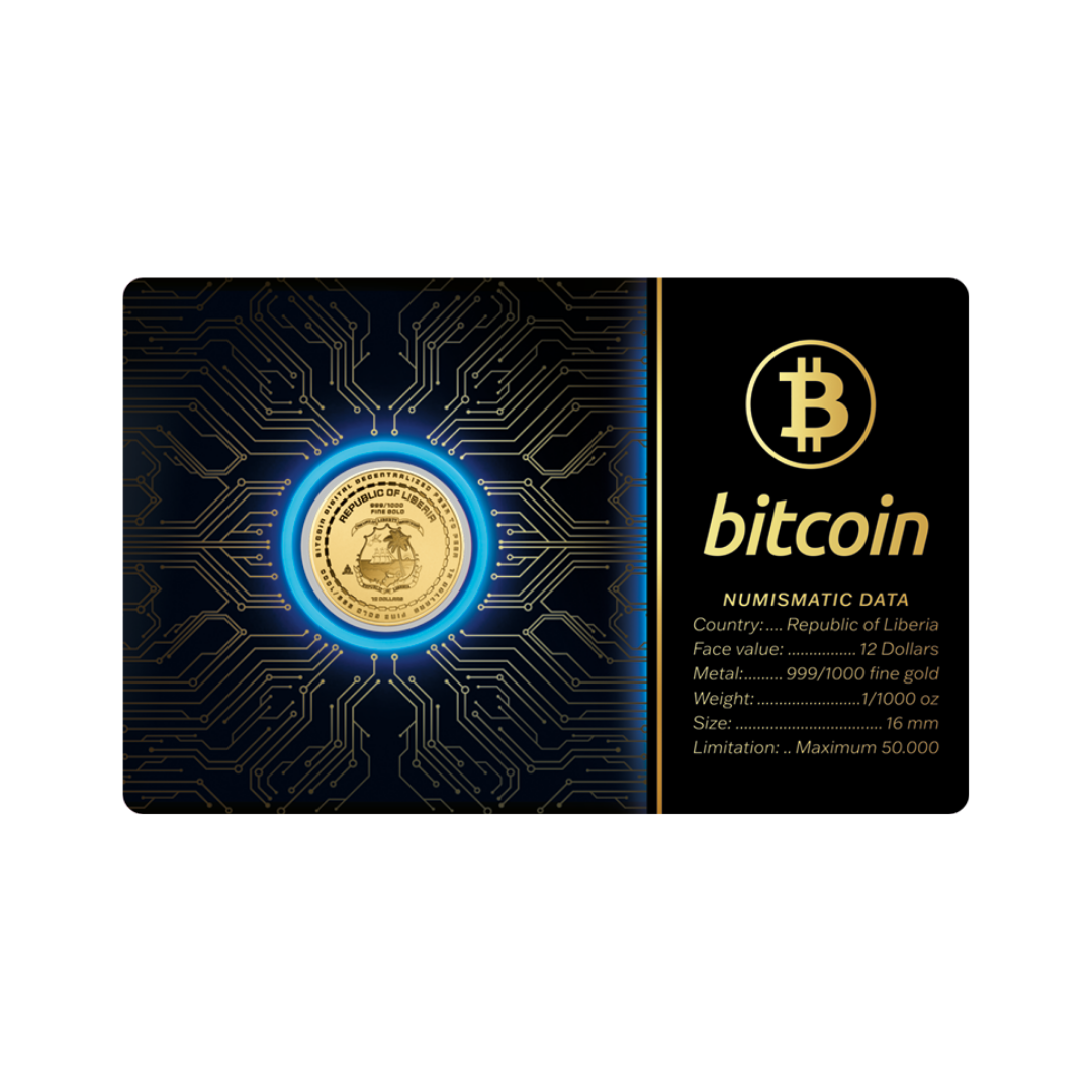 Bitcoin Coin Card - Gold Gift