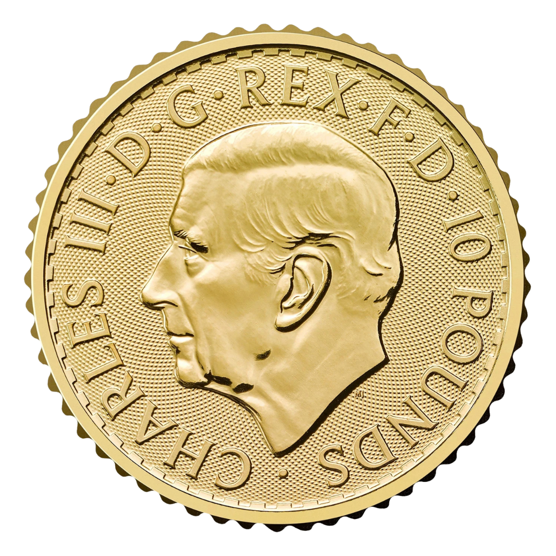 2027 1/10oz Gold Britannia coin, King Charles III side