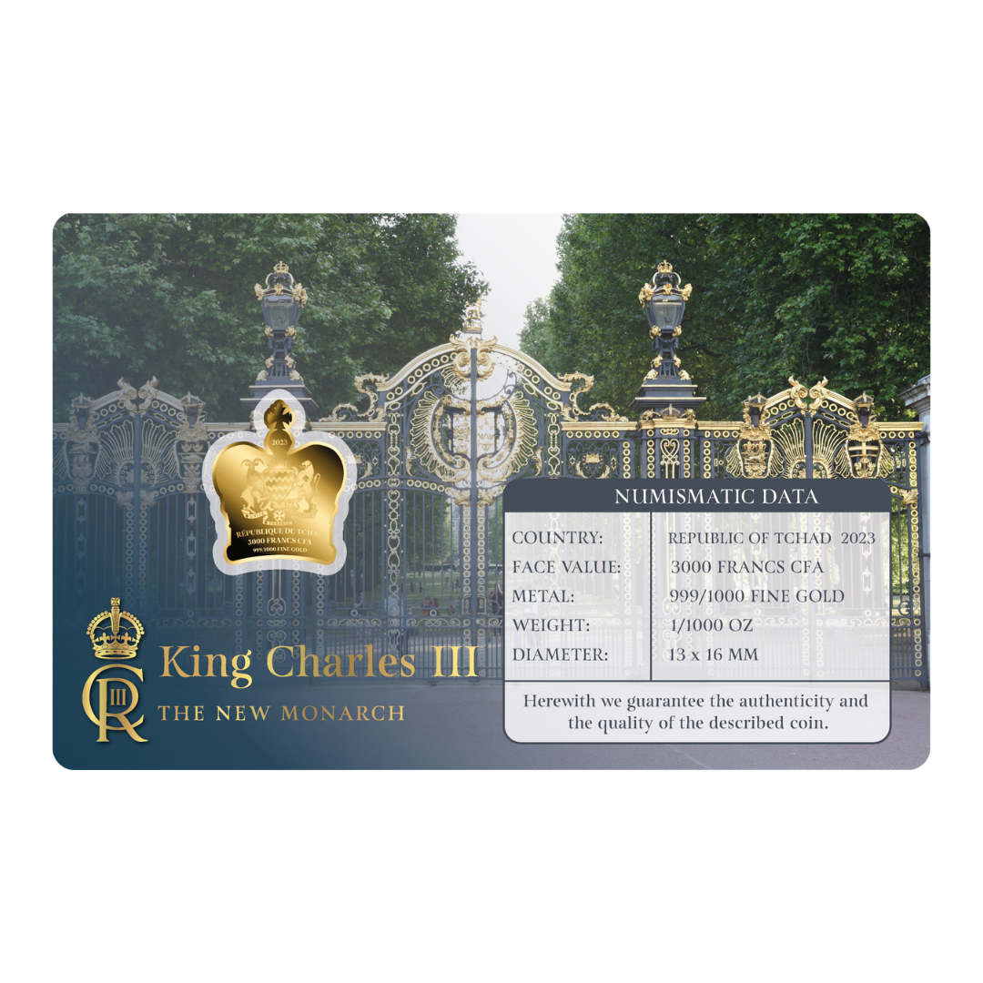 King Charles III Crown Coin Card - Gold Gift