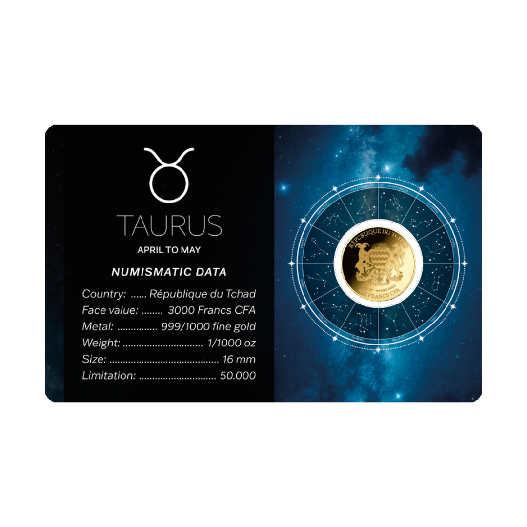 Zodiac Taurus Coin Card - Gold Gift
