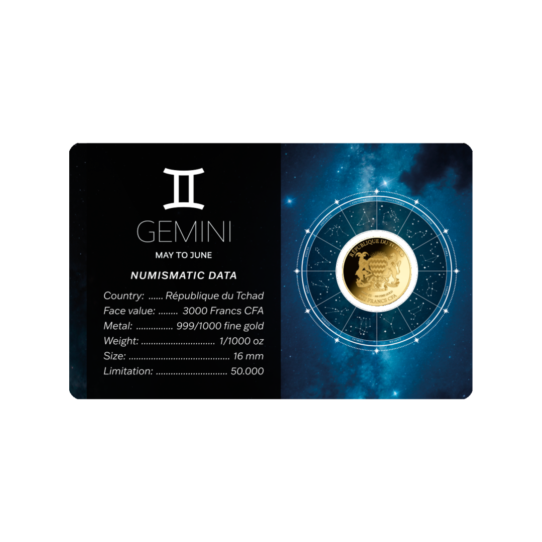 Zodiac Gemini Coin Card - Gold Gift