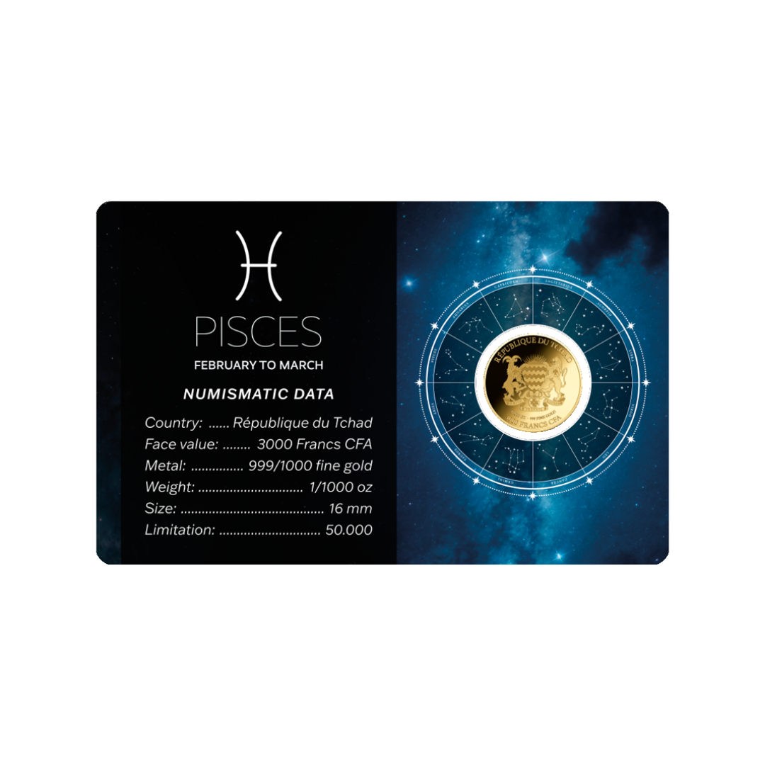 Zodiac Pisces Coin Card - Gold Gift