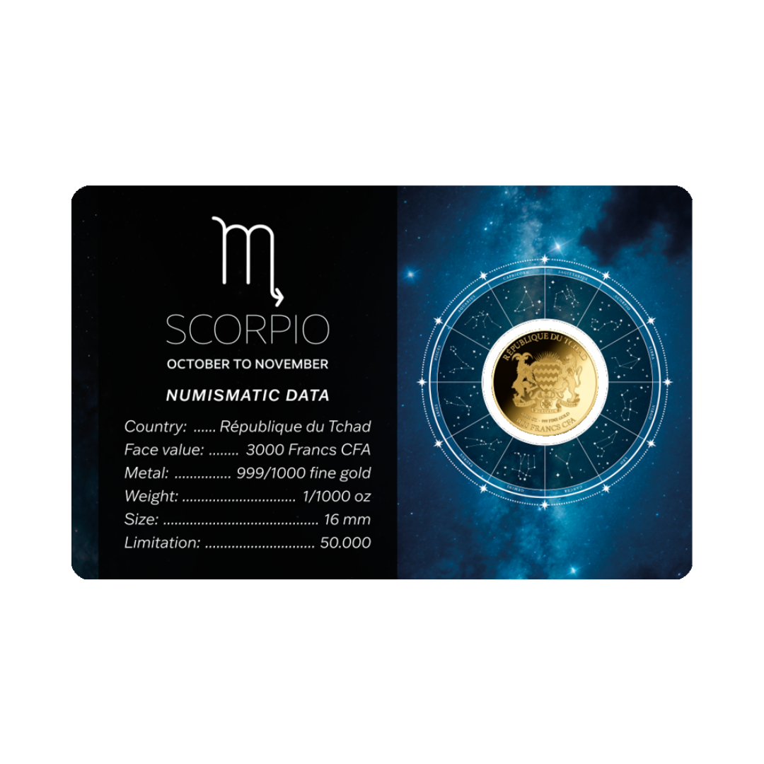 Zodiac Scorpio Coin Card - Gold Gift