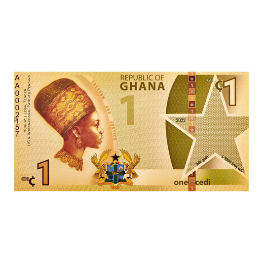Republic of Ghana - 1 Cedi Justice Aurum® 24k Gold Bill