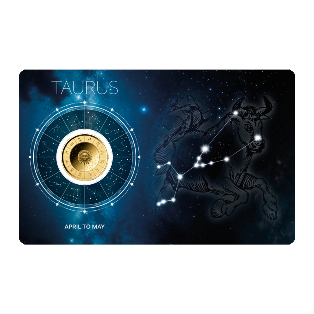 Zodiac Taurus Coin Card - Gold Gift
