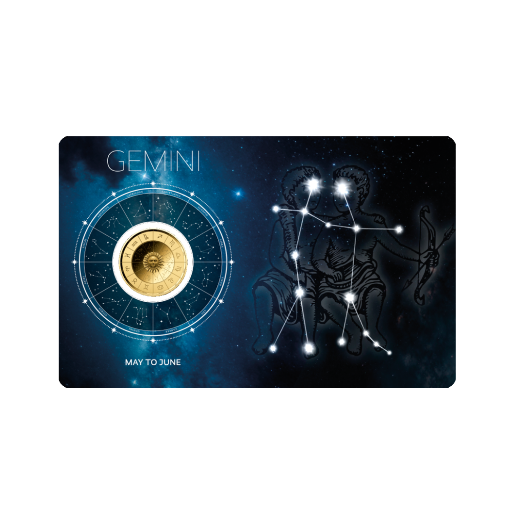 Zodiac Gemini Coin Card - Gold Gift