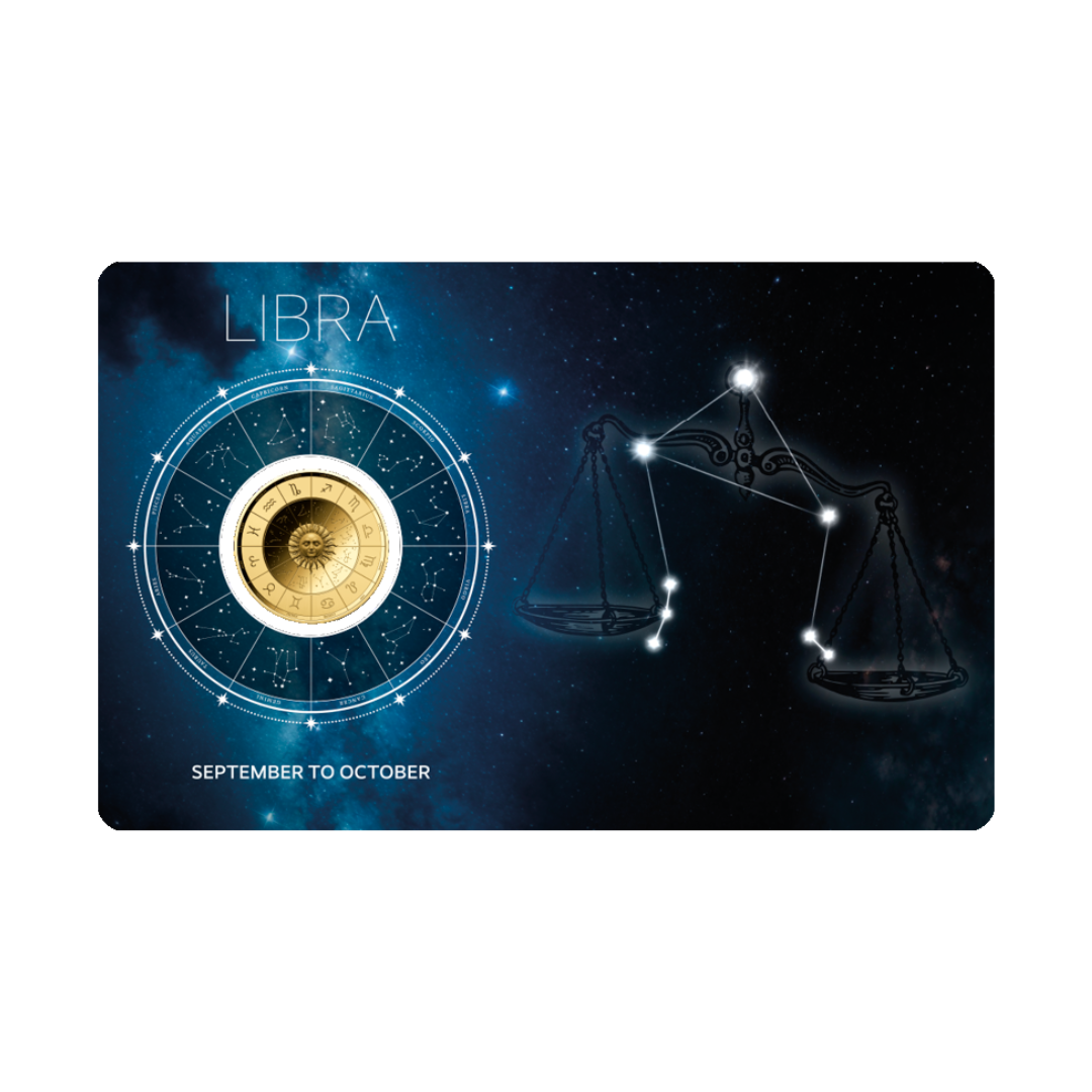 Zodiac Libra Coin Card - Gold Gift