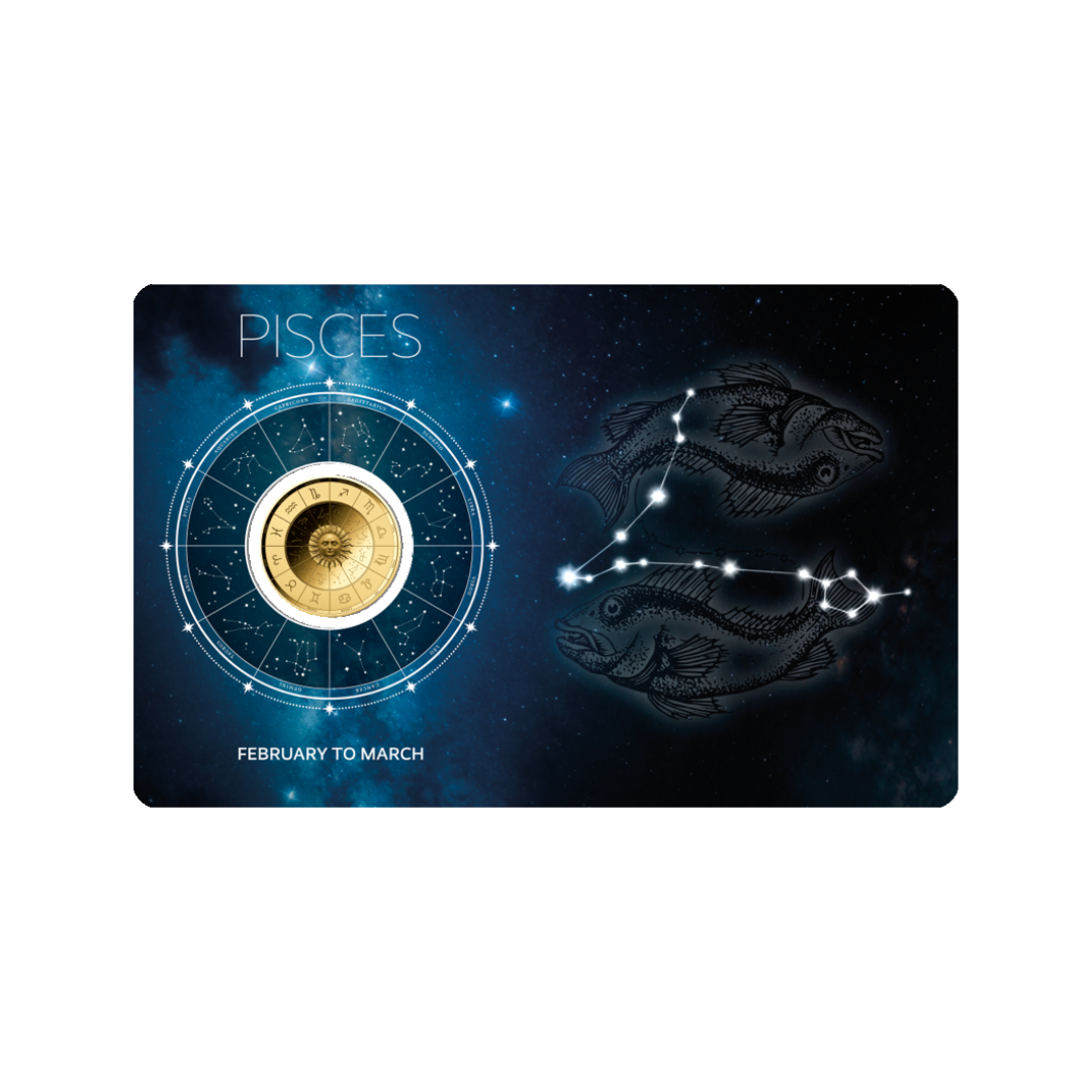 Zodiac Pisces Coin Card - Gold Gift