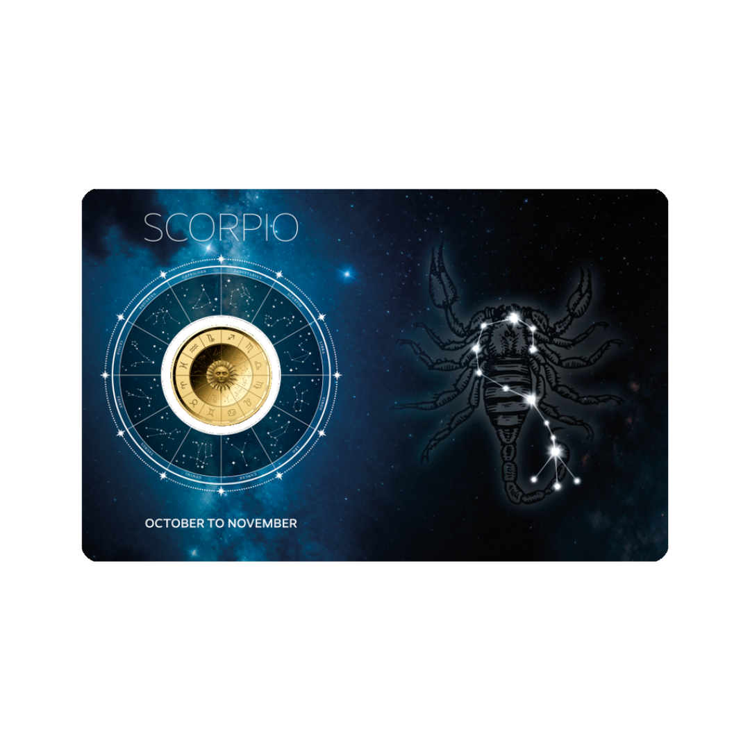 Zodiac Scorpio Coin Card - Gold Gift
