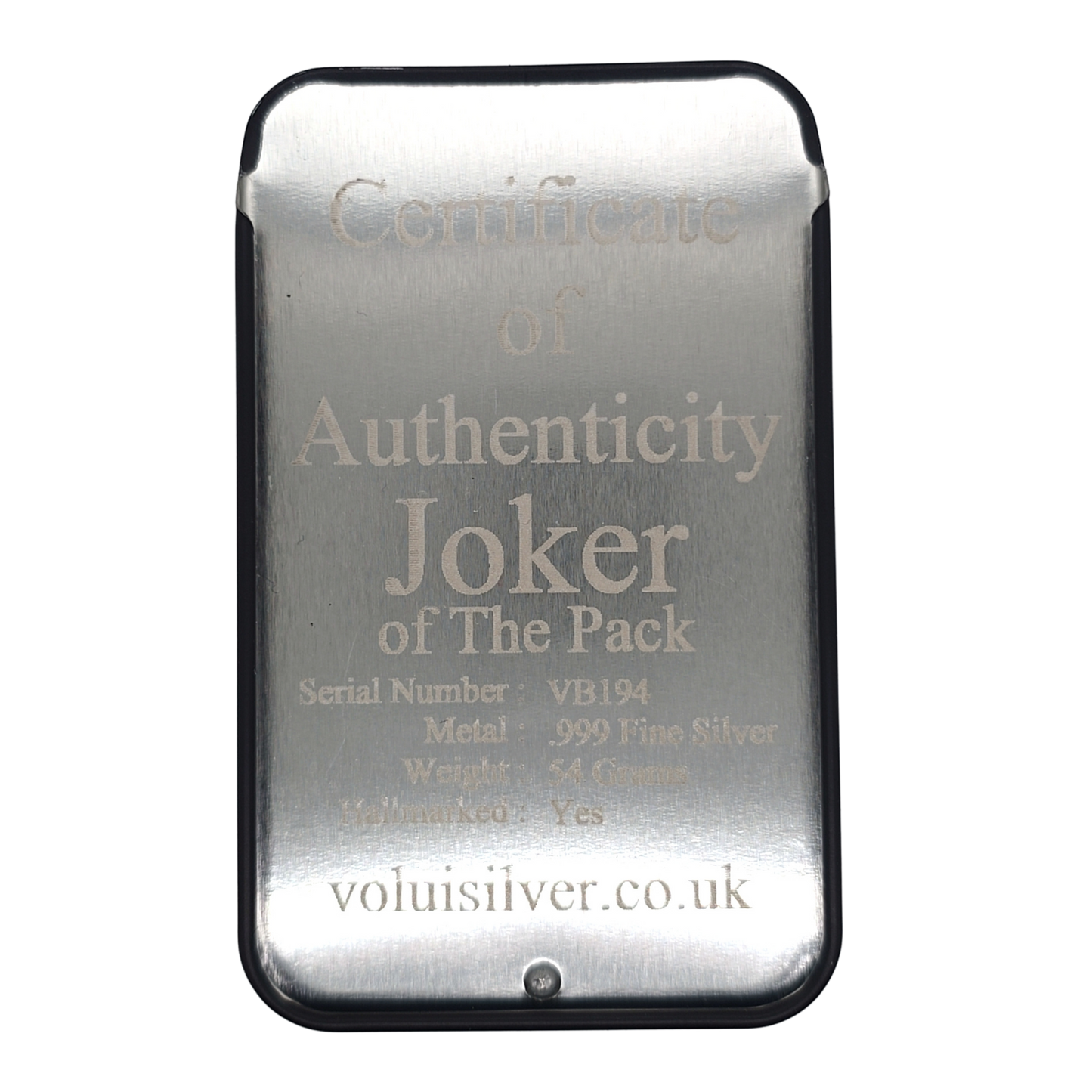 Volui Silver - Joker Card 54g Silver Bar