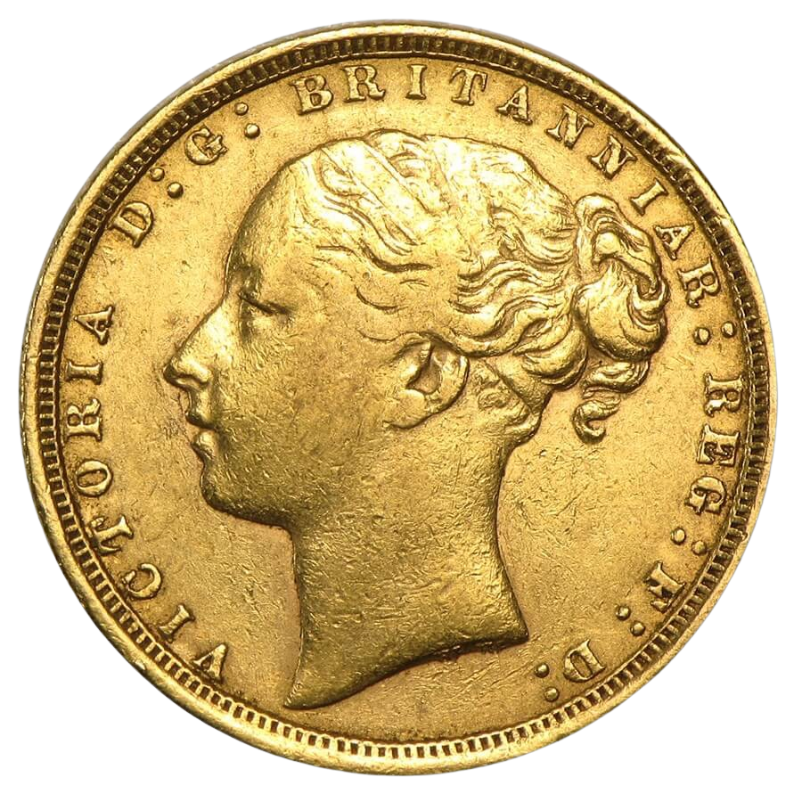 Gold Sovereign - Victoria - Young Head Shield Reverse