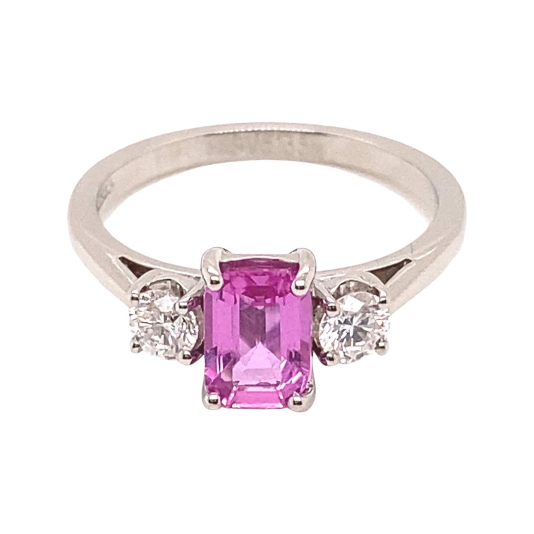 Pink Sapphire & Diamonds Trilogy Ring