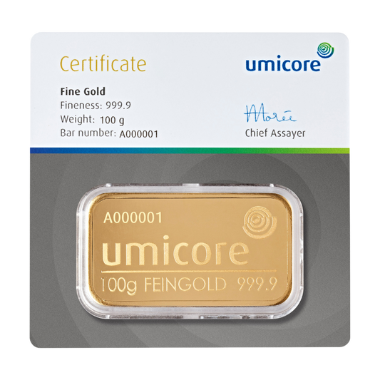 Umicore 100g Gold Bar