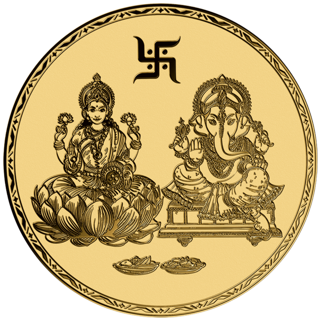 Lakshmi and Ganesh Gold Coin