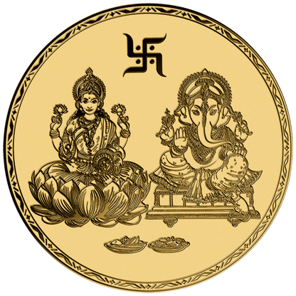 Lakshmi and Ganesh Gold Coin