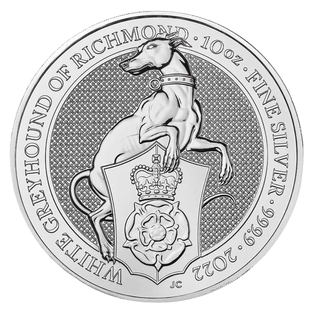 10oz White Greyhound of Richmond - Silver Coin Queen's Beasts