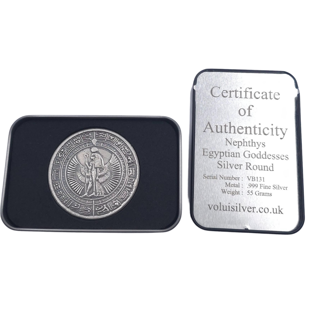 Volui Silver - Nepthys Egyptian Goddesses 55g Silver Round