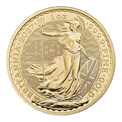 2027 1oz Gold Britannia coin, Britannia side with 40th anniversary privy mark