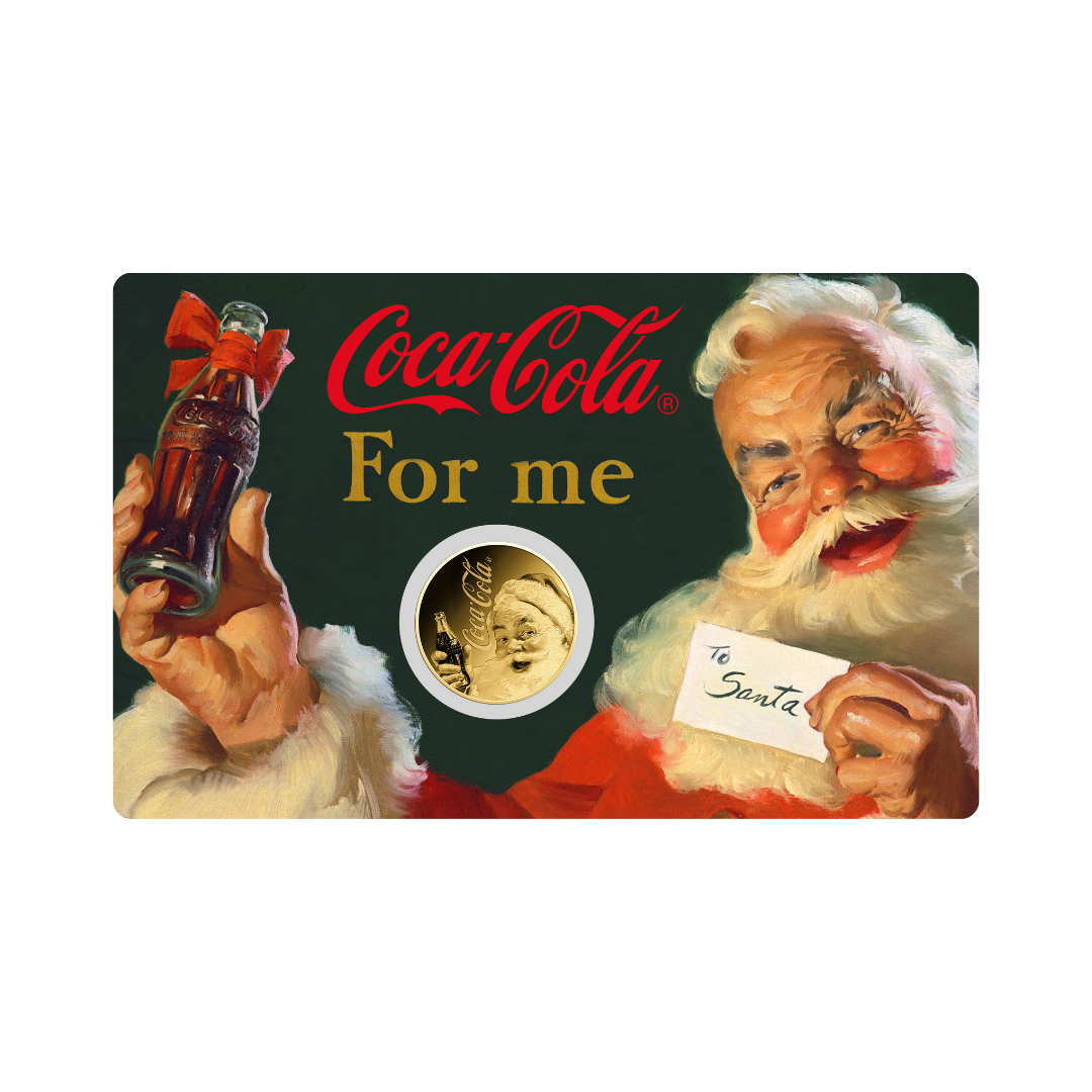 Coca Cola Santa Coin Card - Gold Gift