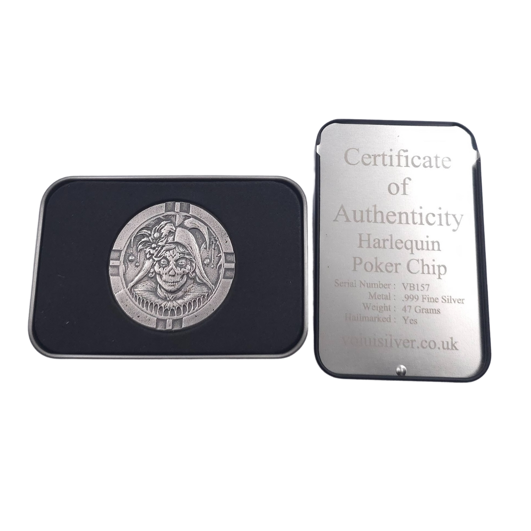 Volui Silver - Harlequin Poker Chip 47g Silver Round