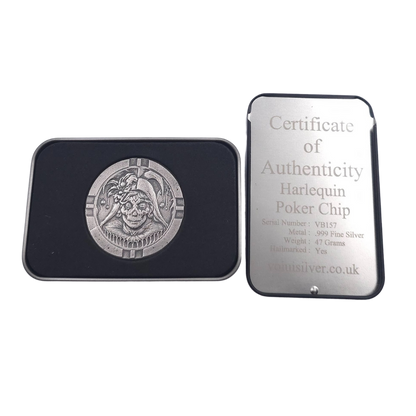 Volui Silver - Harlequin Poker Chip 47g Silver Round