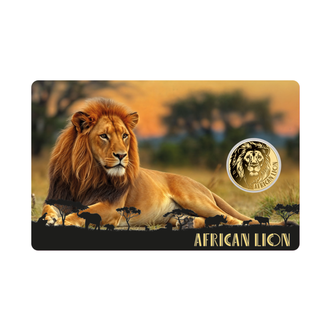 African Lion Coin Card - Gold Gift
