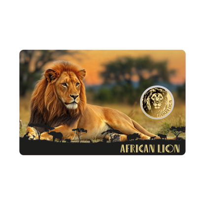 African Lion Coin Card - Gold Gift