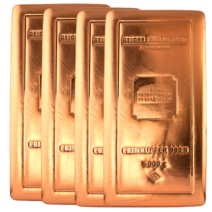 4x 5kg 999.9 Copper Bar Bundle