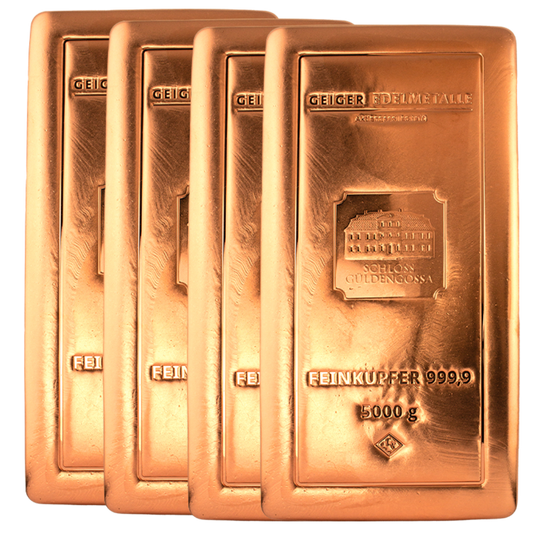 4x 5kg 999.9 Copper Bar Bundle