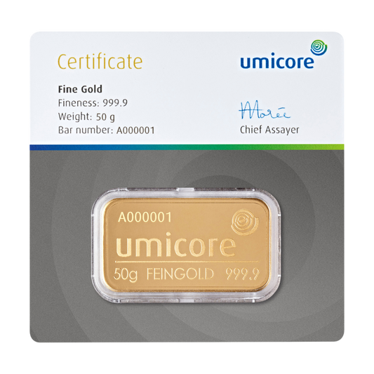 Umicore 50g Gold Bar