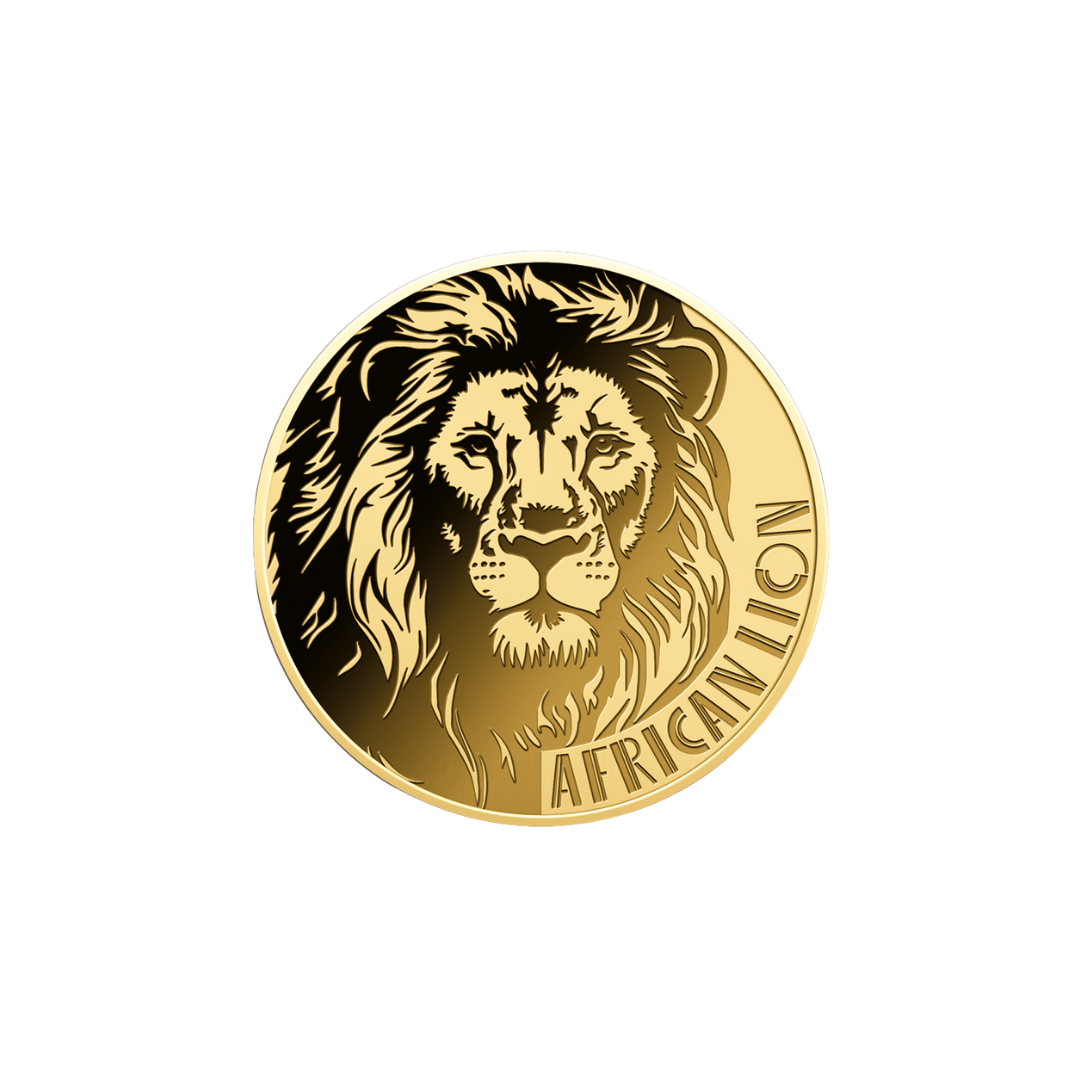 African Lion Coin Card - Gold Gift
