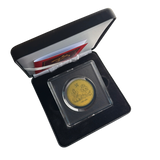 Lakshmi Ganesh gold coin gift box with capsule and certificate card