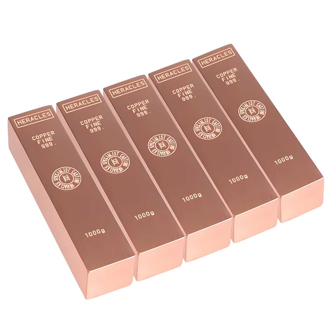 5x Heracles 1kg 999.9 Copper Bar Bundle