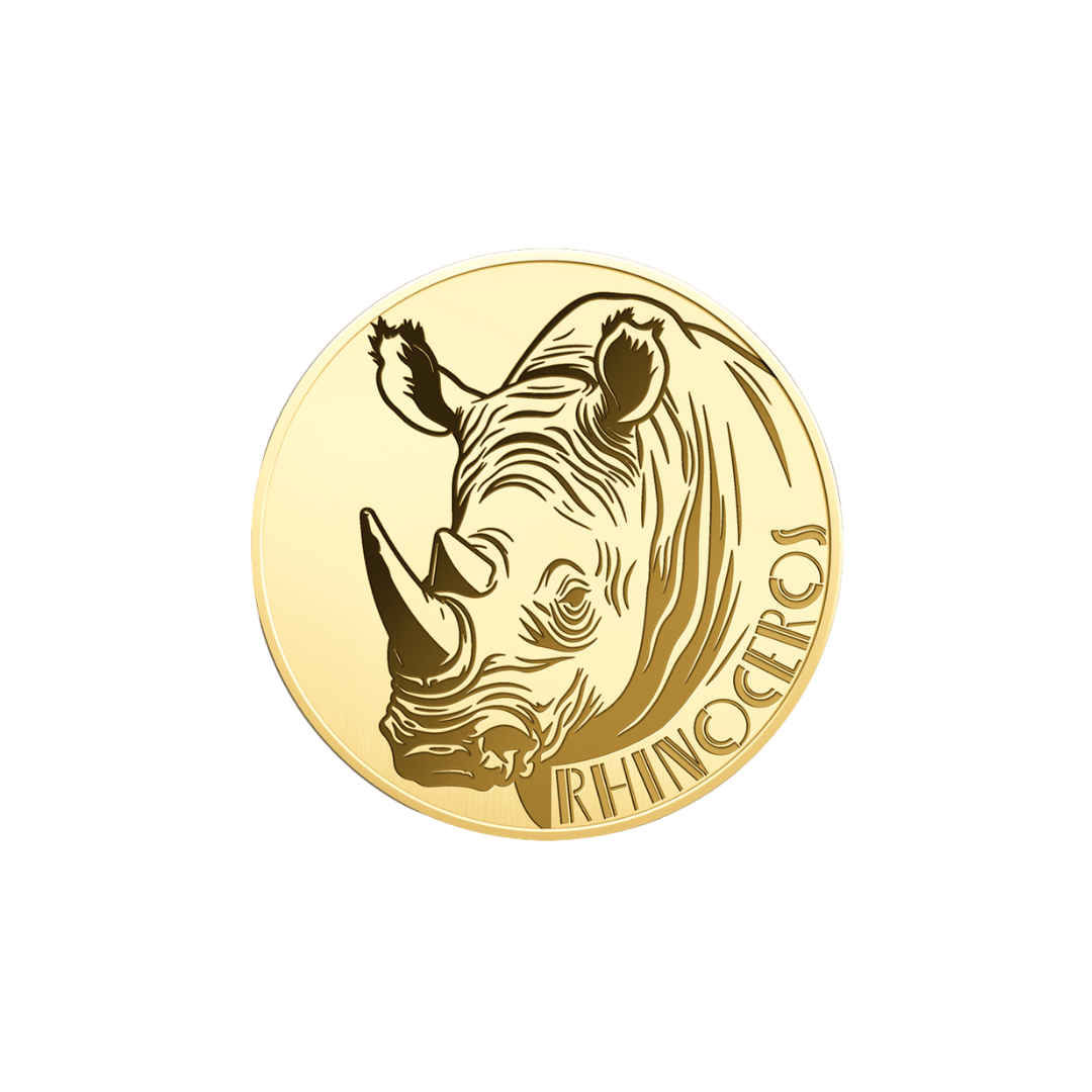 African Rhinoceros Coin Card - Gold Gift