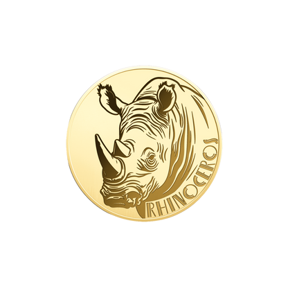 African Rhinoceros Coin Card - Gold Gift