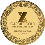 Cardiff Gold coin reverse marked 999/1000 fine gold, 1/200 oz