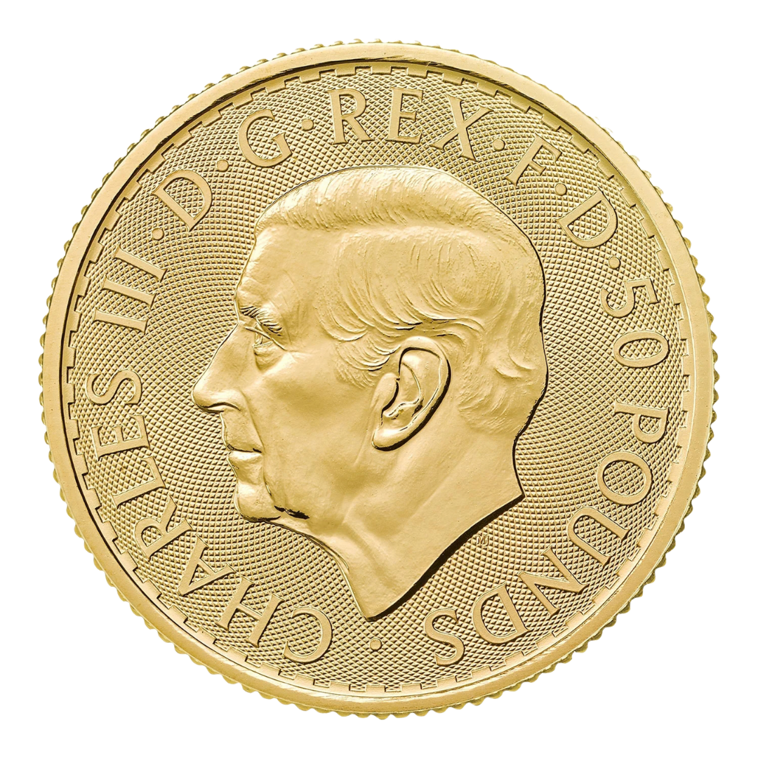 2027 1/2oz Gold Britannia coin, King Charles III side