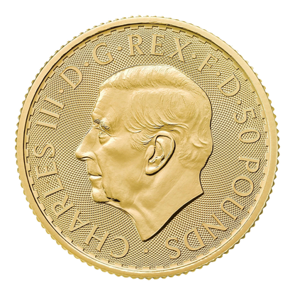2027 1/2oz Gold Britannia coin, King Charles III side