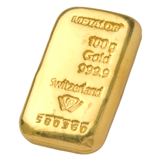 Metalor 100g Cast Gold Bar