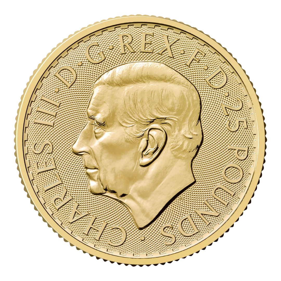 2027 1/4oz Gold Britannia coin, King Charles III side