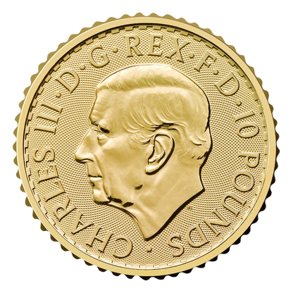 2027 1/10oz Gold Britannia coin, King Charles III side