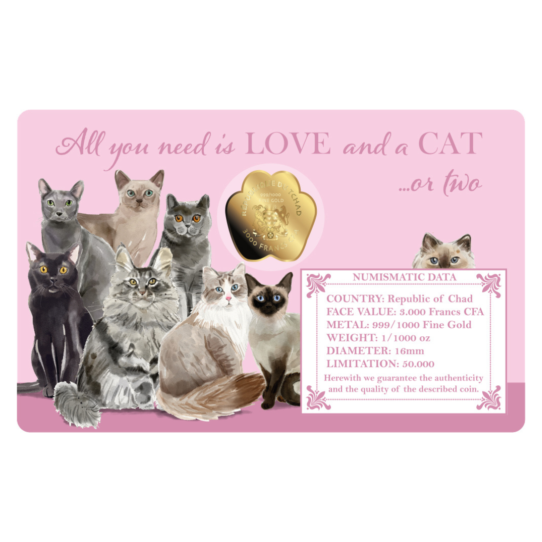 Cats Coin Card - Gold Gift