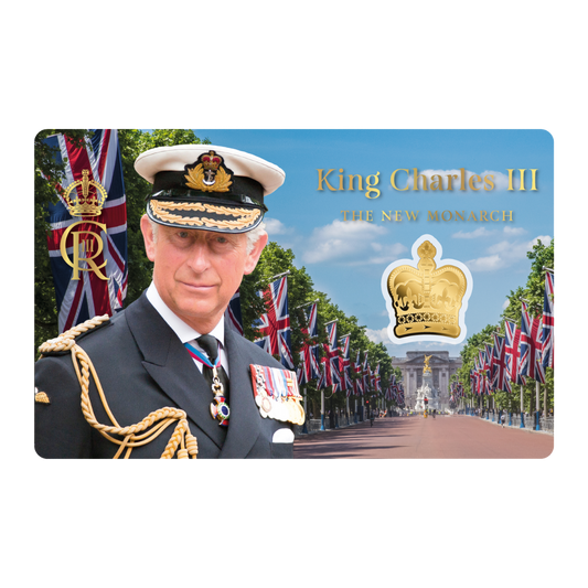 King Charles III Crown Coin Card - Gold Gift