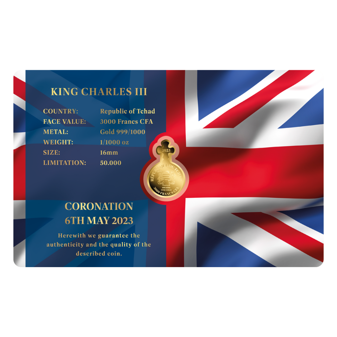 King Charles III ORB Union Jack Coin Card - Gold Gift