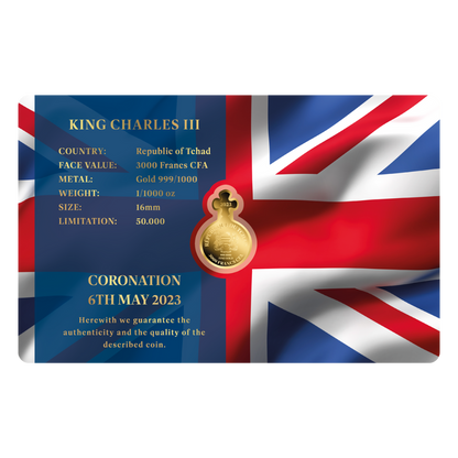 King Charles III ORB Union Jack Coin Card - Gold Gift