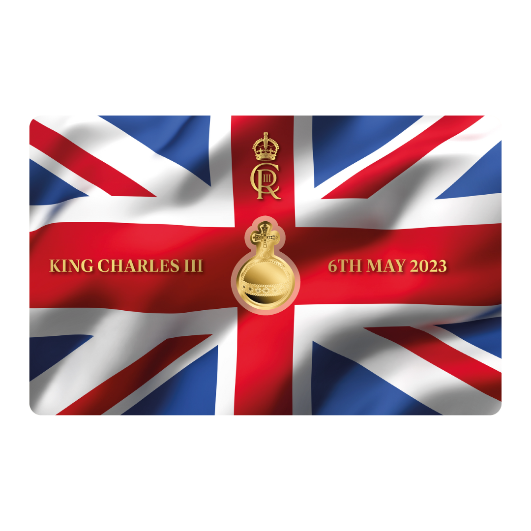 King Charles III ORB Union Jack Coin Card - Gold Gift