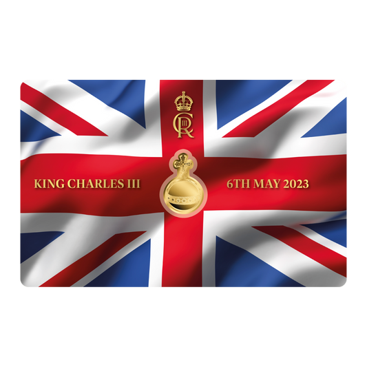 King Charles III ORB Union Jack Coin Card - Gold Gift