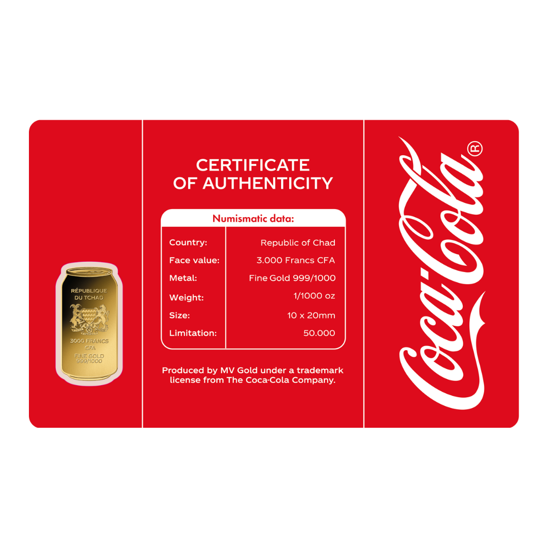 Coca Cola Can Coin Card - Gold Gift