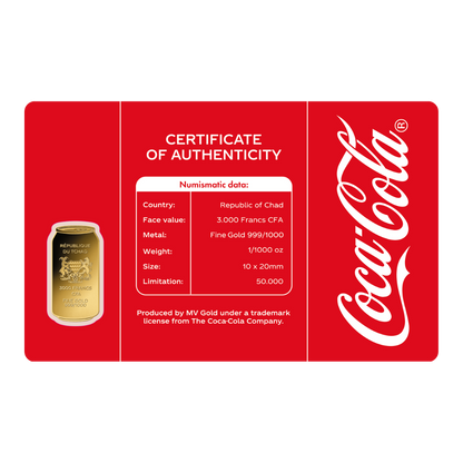 Coca Cola Can Coin Card - Gold Gift